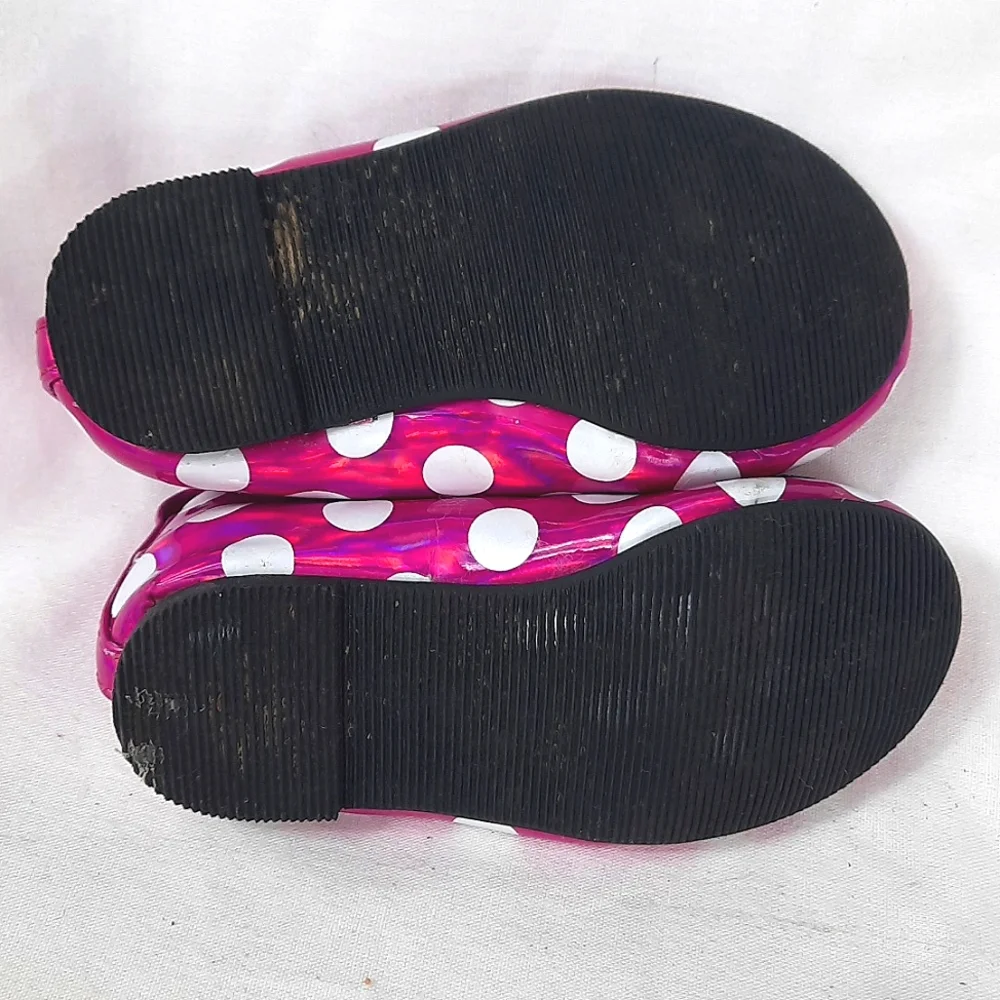 Disney Baby Minnie Mouse Shoes Toddler Size 4 Pink White Polka Dot Metallic